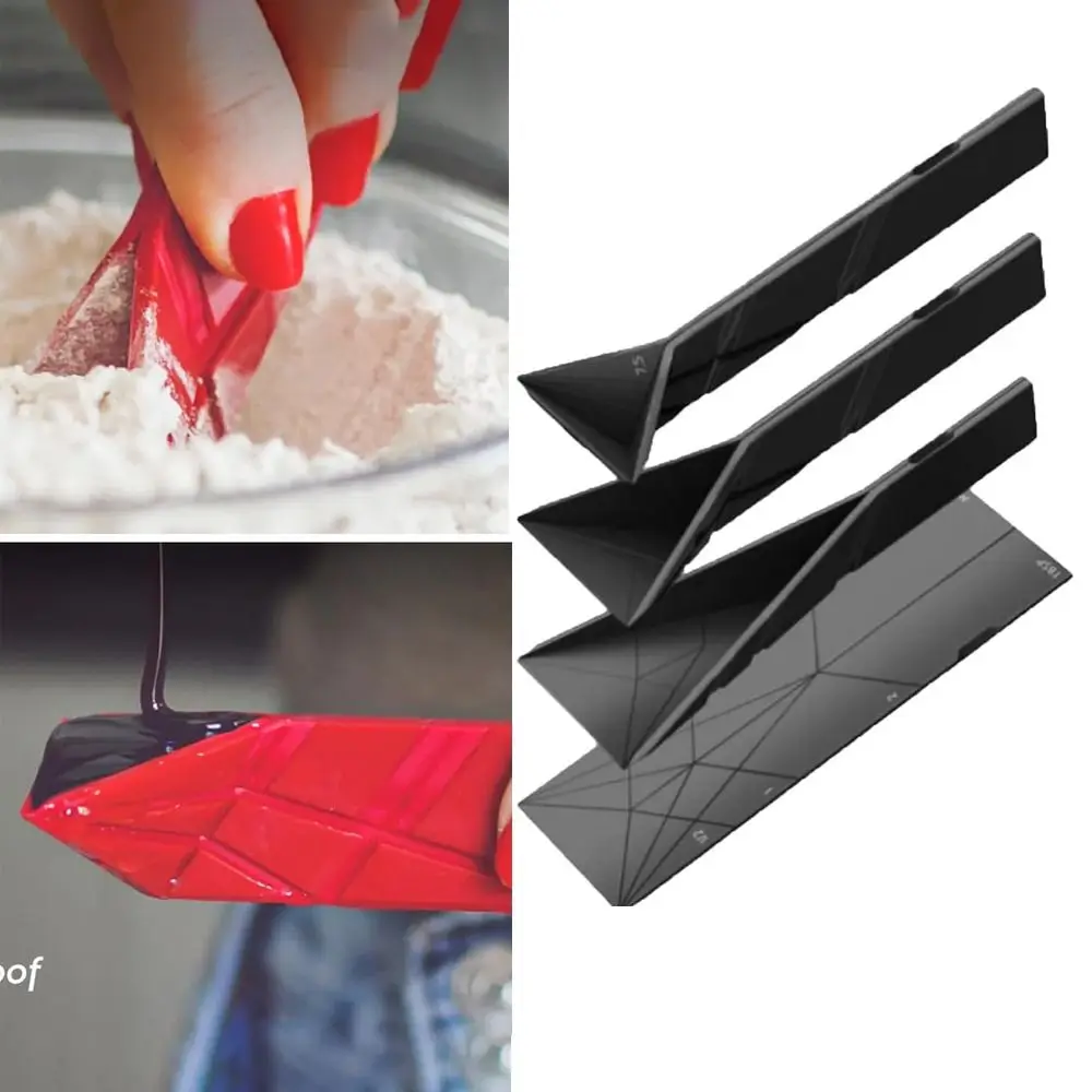 New Polygons Flat 3-in-1 Measuring Spoons Folds Cooking Baking Tablespoon Folding Spoons Multifunction Flat Measuring Cups