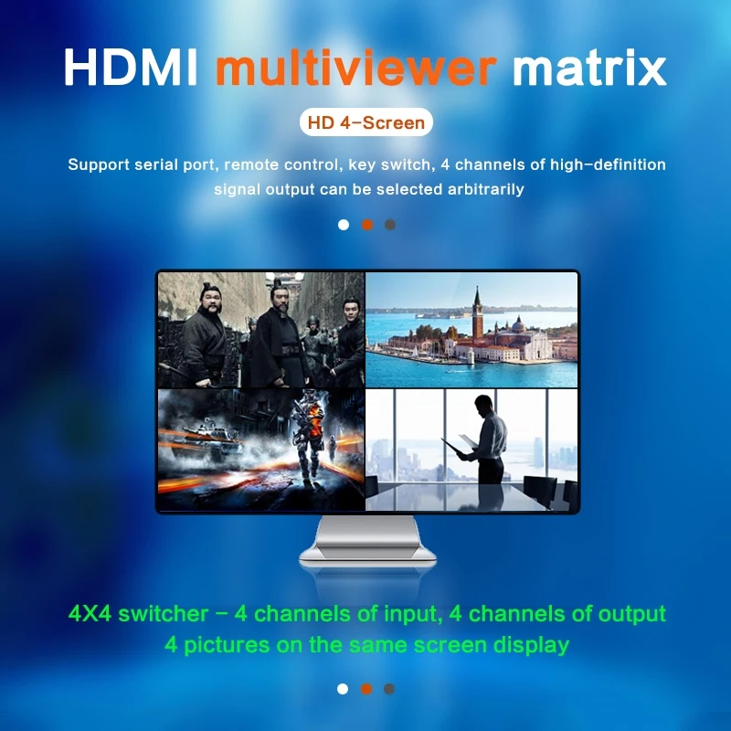 hdmi martix switcher with RS232 hdmi 4x4 quad screen multiviewer 4x1 4k 4x2 PIP Splitter Switch picture in picture video Convert