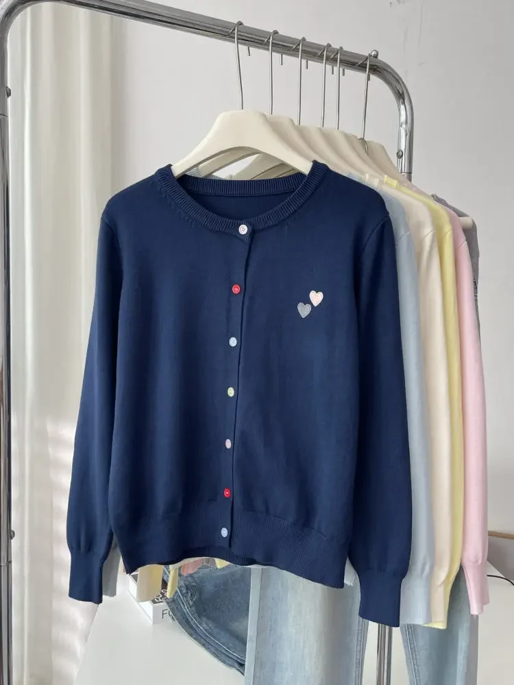 Fashion Versatile Women Sweater 2026 Autumn Winter Elegant Embroidered Women Knit Cardigan Long Sleeve Unique Colorful Buttons