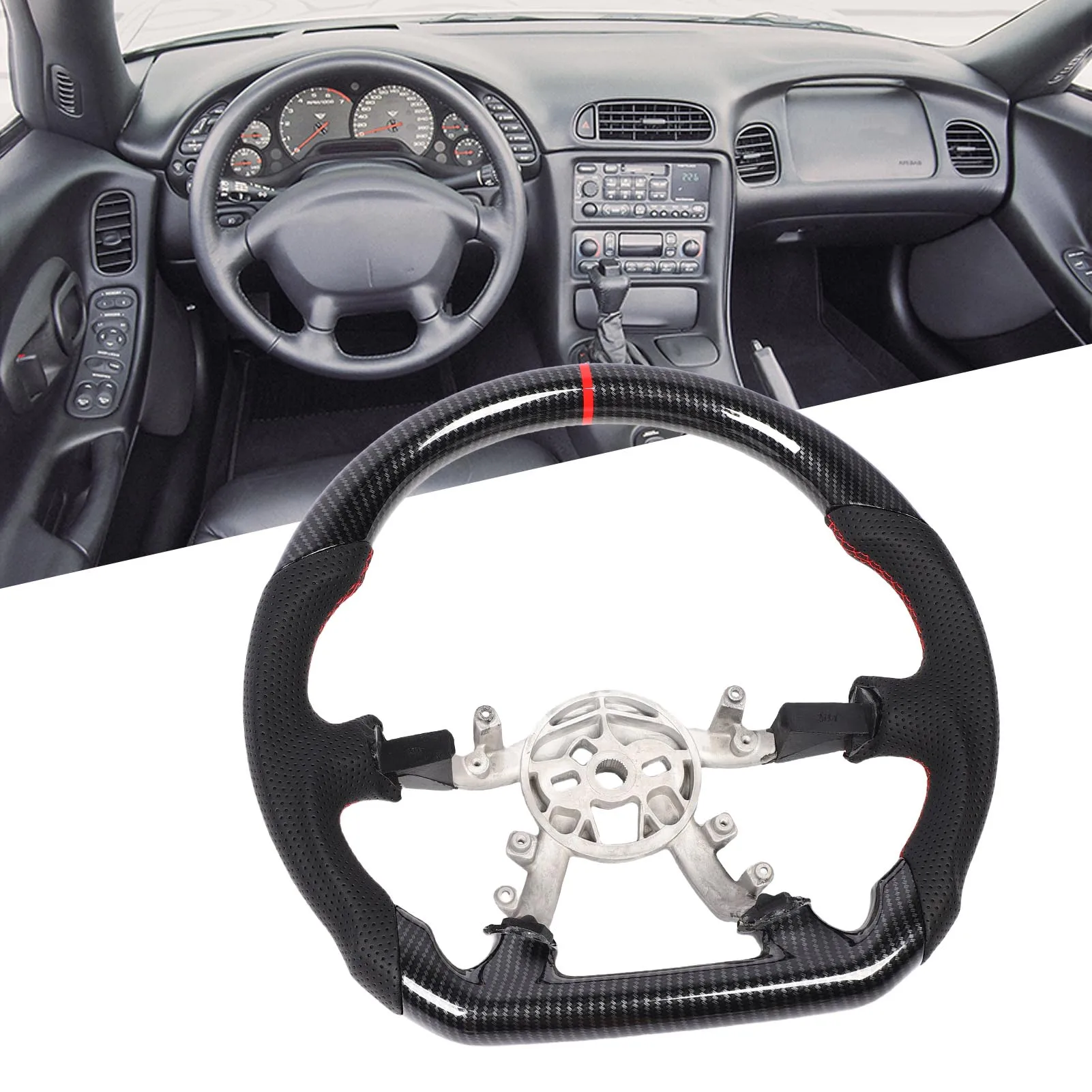 

Перфорированный кожаный руль с эргономичным дизайном, роскошный, улучшенный контроль, с красной строчкой, для автомобиля