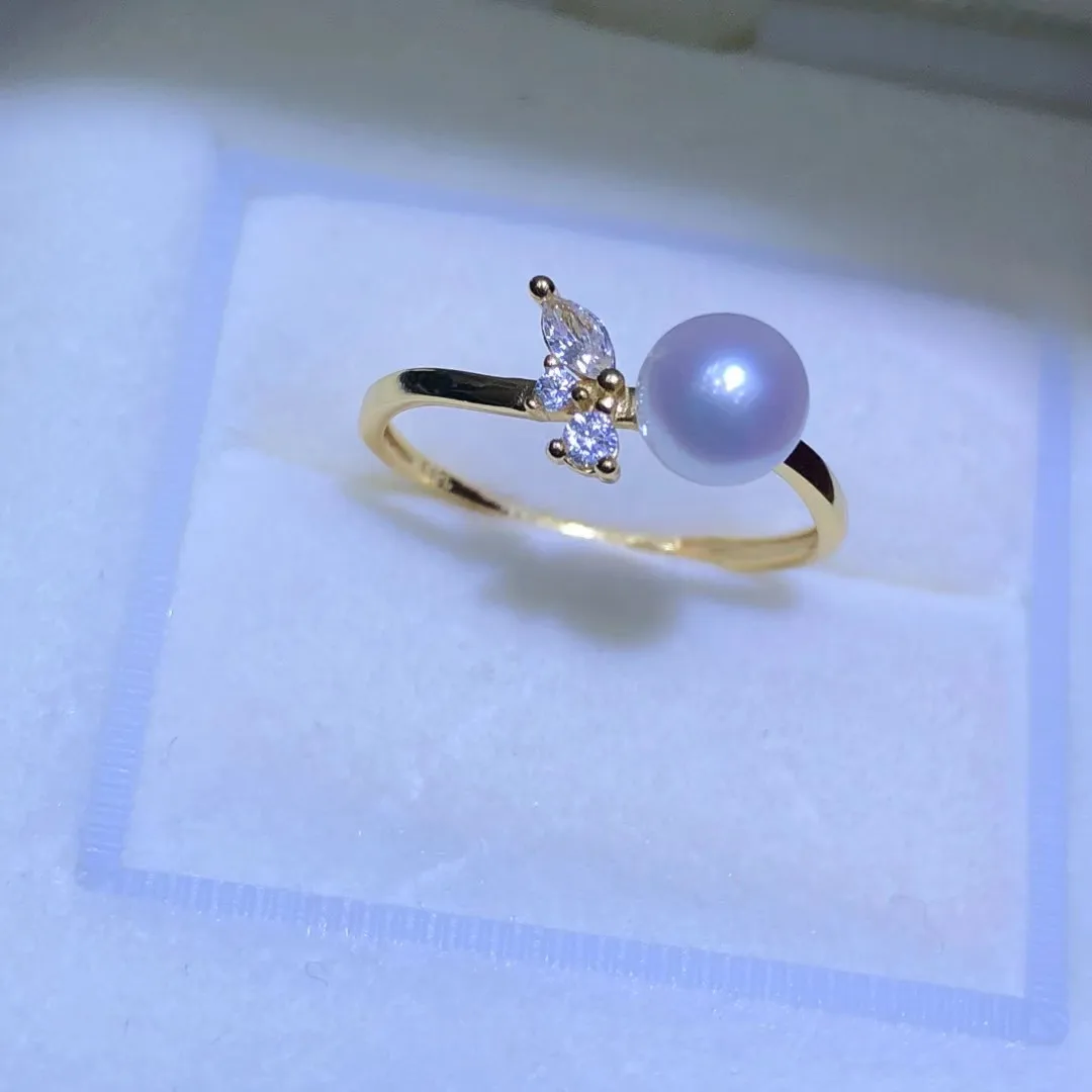 

S925 Sterling Silver Adjustable Ring Mount Settings Findings Mountings Accessory Parts Fittings for 5-6mm Pearls 5pcs/lot