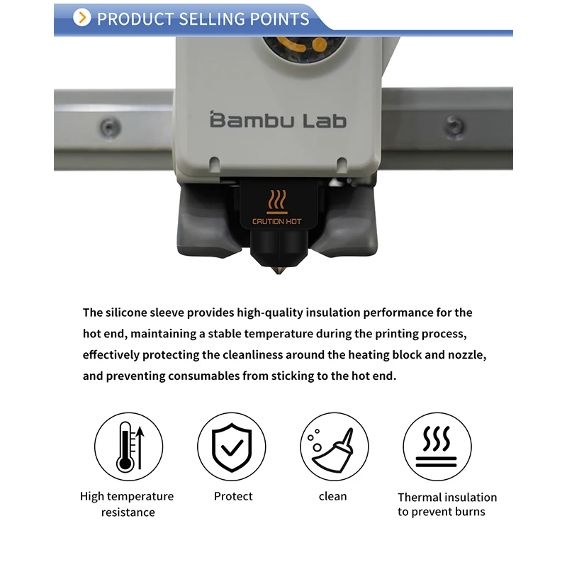 Bambu A1แล็บซิลิโคนถุงเท้าชุดหัวฉีดสำหรับ A1แล็บชิ้นส่วนเครื่องพิมพ์3D