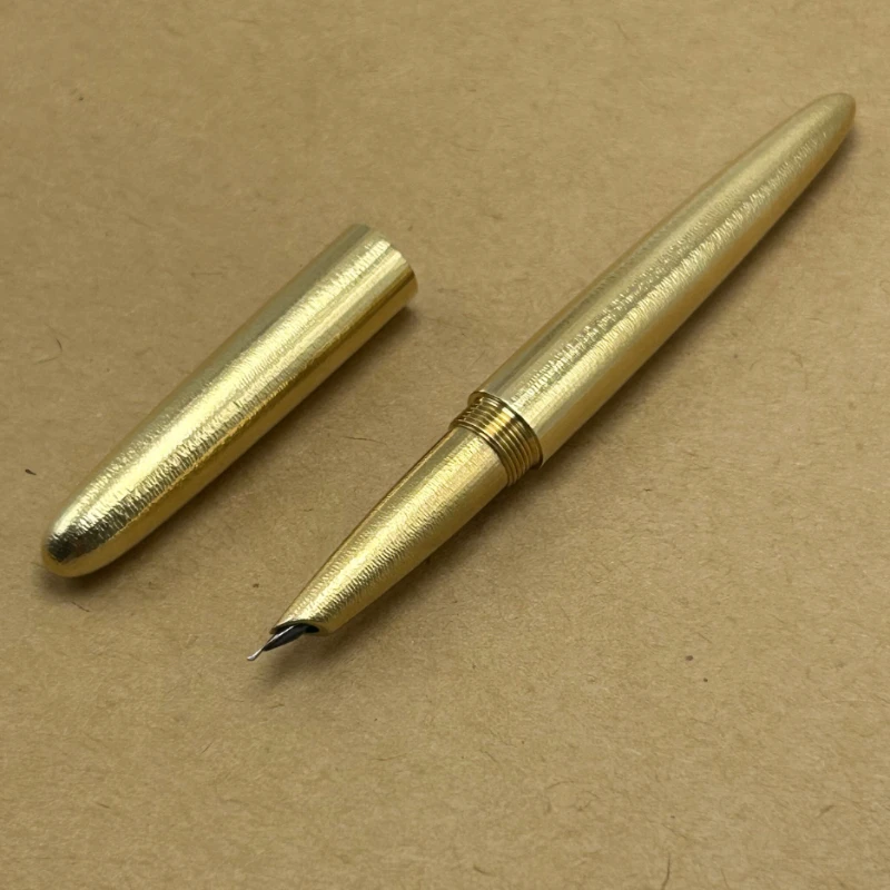 BALAOYE Handmade Pure Brass Dark Pointed Fountain Pen, Silver Premium Stainless Steel Neutral Gel Pen Office Supplies Stationery