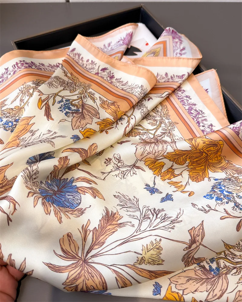 2025 الفاخرة الحصان طباعة الإناث الحرير وشاح للرقبة مربع الشعر الأوشحة فولارد عصابة رأس شالات يلتف منديل باندانا النساء