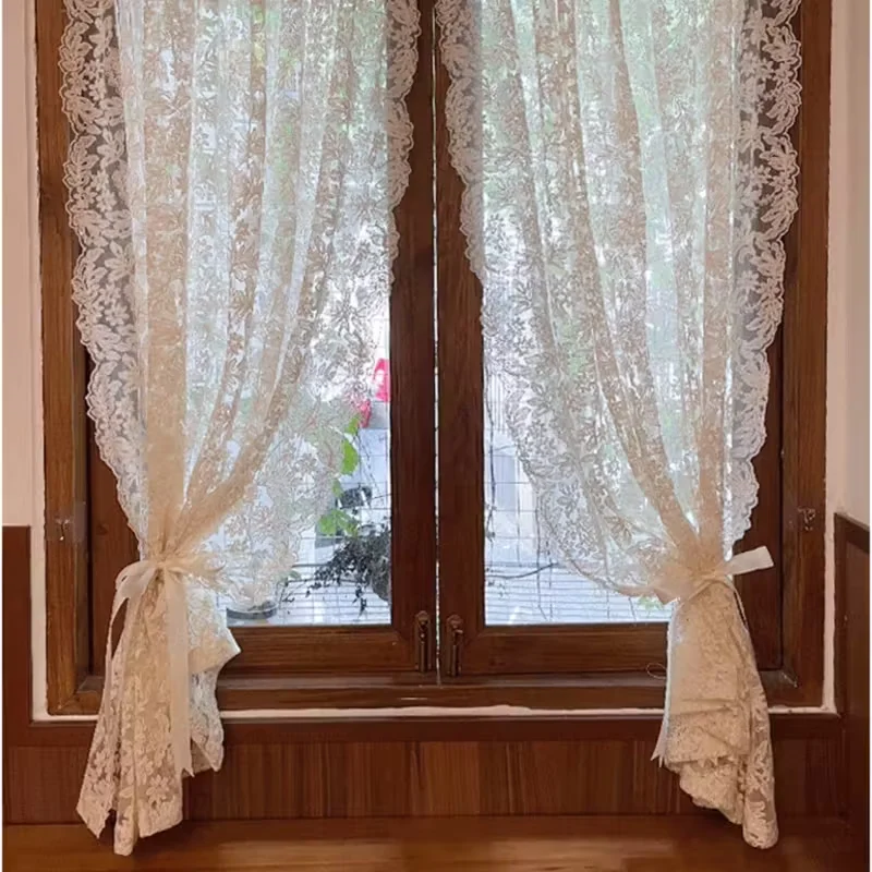 Vintage French Lace Curtains,Suitable for Living Rooms, Bedrooms, And Various Other Spaces, Perfect for Rustic Pastoral Decor