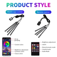 Neon LED Car Interior Ambient Foot Strip Light Kit Accessories RGB Backlight Remote App Music Control Auto Decorative Lamp 2