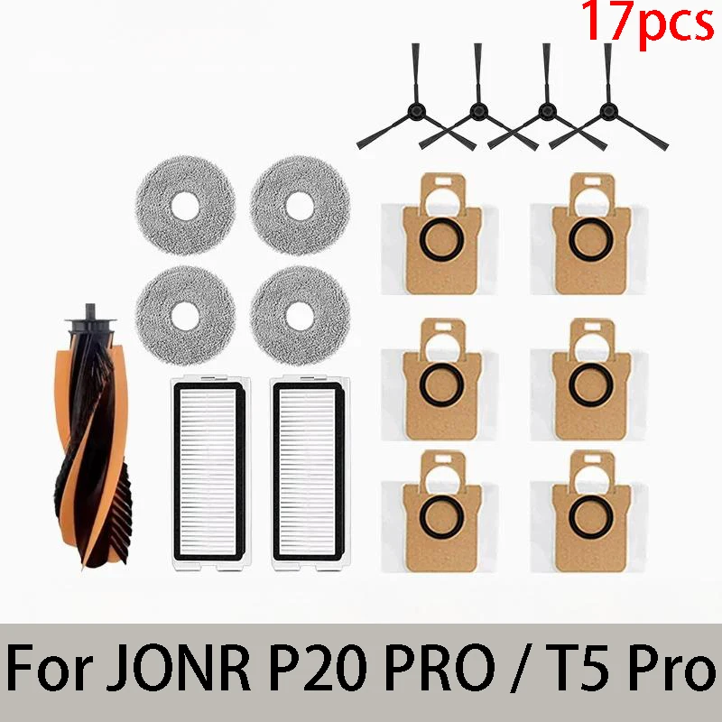 Voor JONR P20 PRO / T5 Pro Robotstofzuiger Accessoires Hoofdzijborstel Hepa Filter Mop Doek Stofzak Vervanging