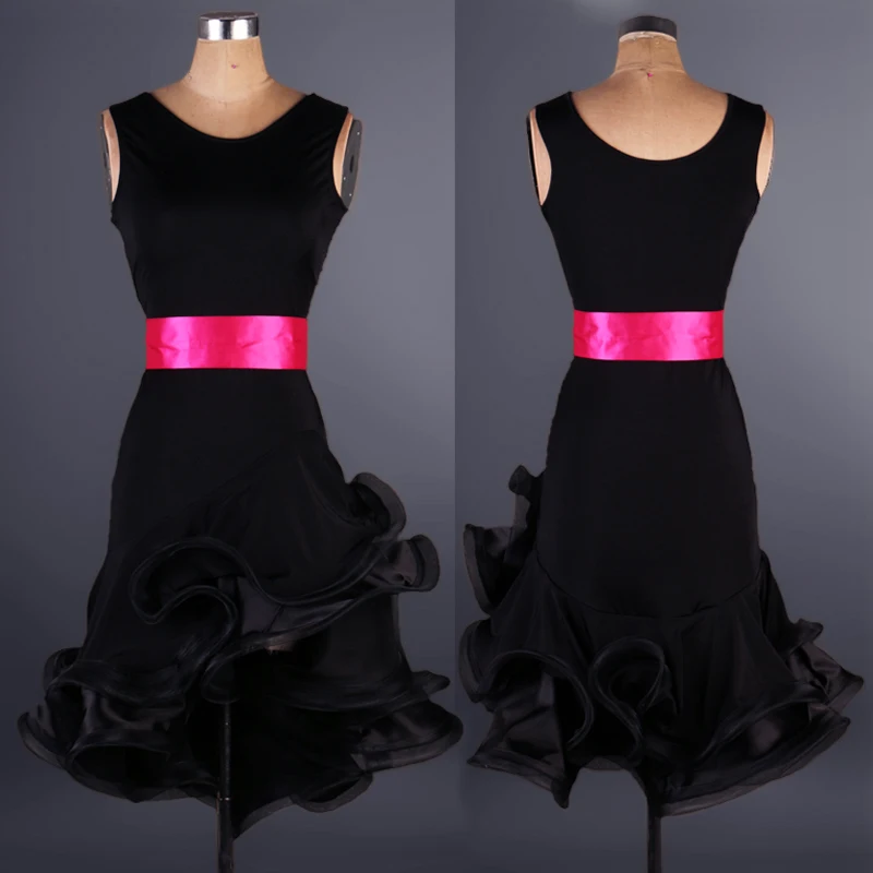 Sukienka taneczna na zawody, wzór w kropki, spiralny wzór rybiej ości, styl latynoski, rumba, cha cha, salsa, tango, jednoczęściowa, rozmiary S-XXXL, model L045