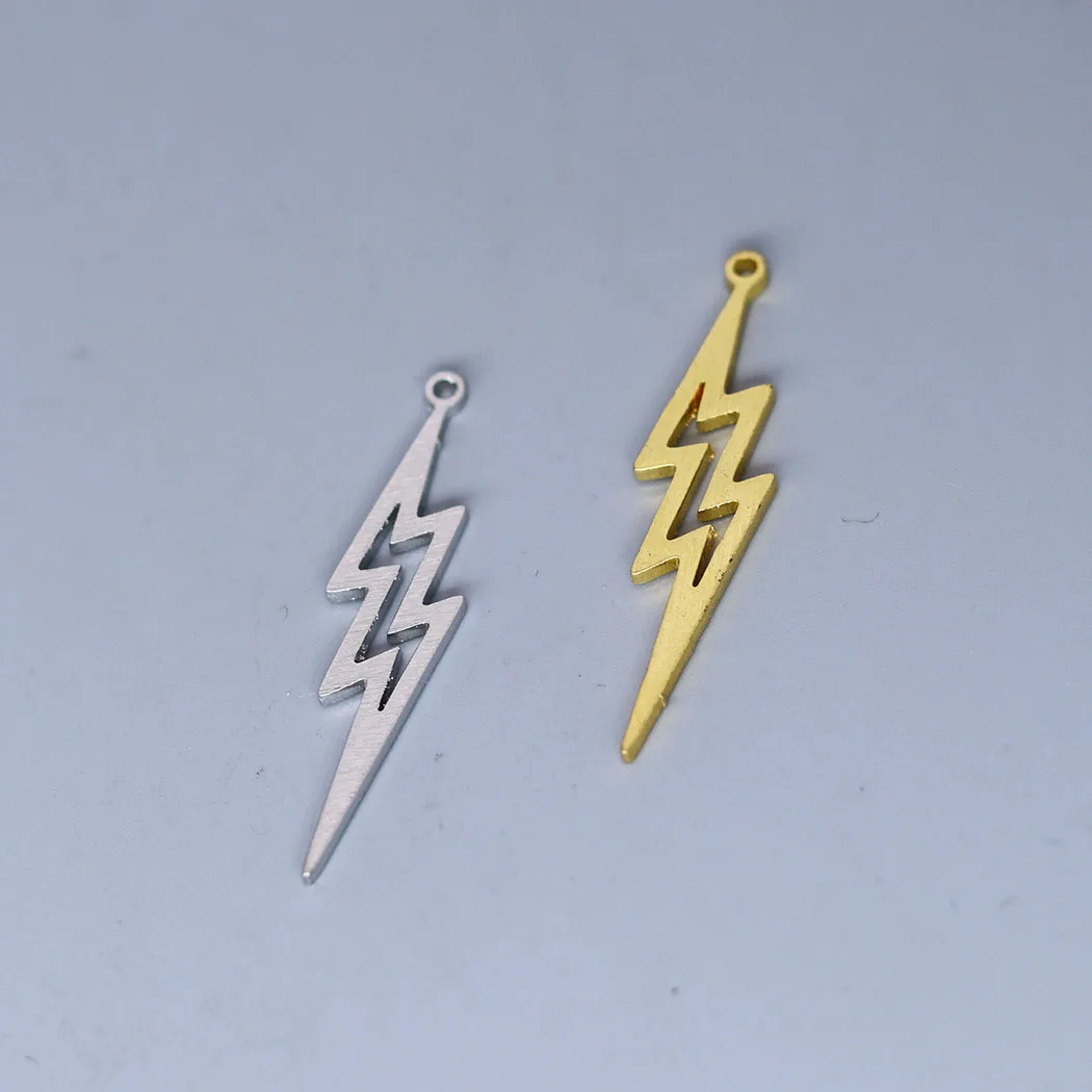 5pcs/lot Thunder Bolt Lighting Charm Punk Hollow Pendants for Jewelry Making Couple Bracelet Necklace DIY Crafts Supplier