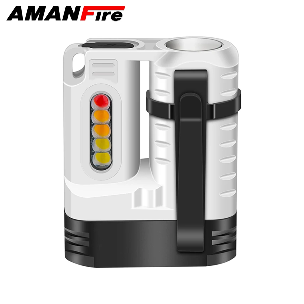 Amanfire U6 Aluminum Alloy EDC Flashlight Magnetic 1600LM High Power Built-in battery Torch Rechargeable Portable Keychain Light