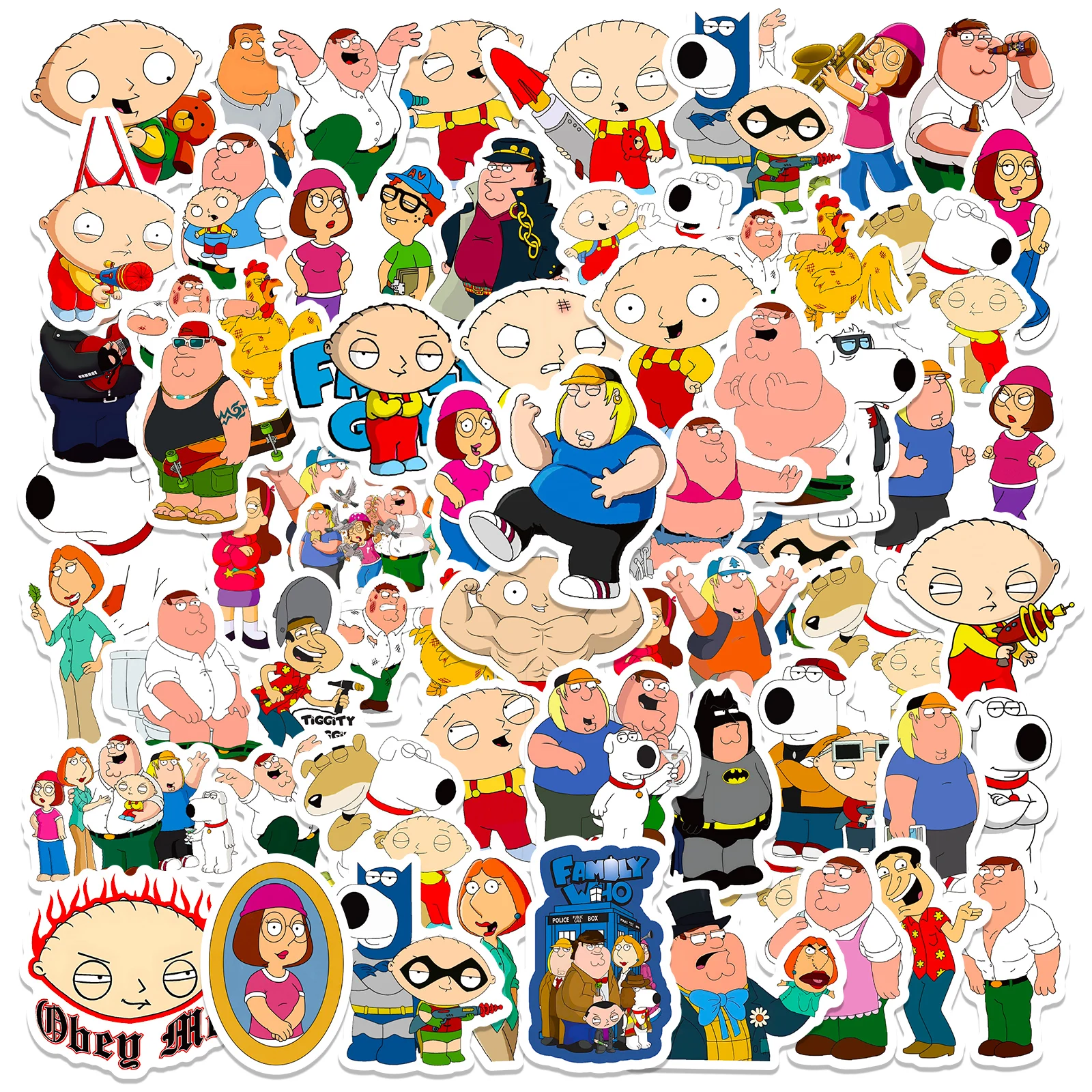 2024 New 50pcs Cartoon Animation Family Guy Children’s DIY Waterproof Graffiti Stickers