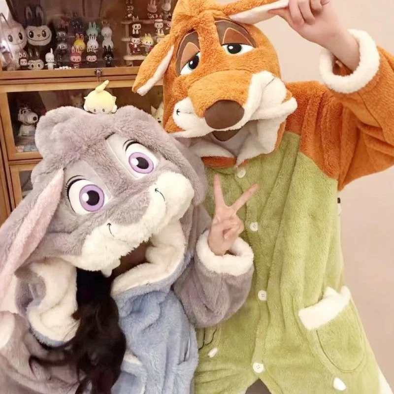 

Autumn Winter Cartoon Disney Zootopia Movie Merchandise Warm Pajamas Parent Child Clothing Nick Judy Casual Home Sleepwear Gift