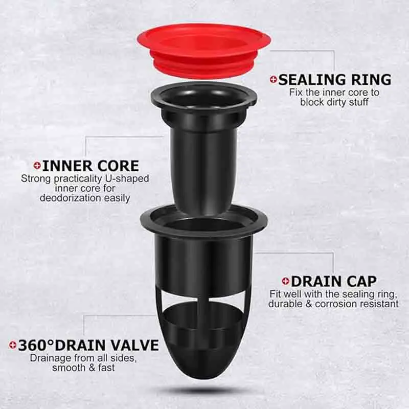 Anti-Odor Floor Drain PP Silicone Back flow Preventer Valve Sewer Core Drainage Insert Plug Gas Sealer Floor Strainer Trap Seal