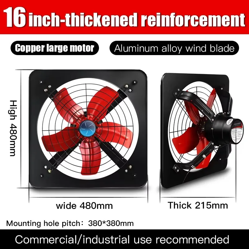 Industrial Window Mounted Axial Fan Steel Frame Ventilation Exhaust Fan 16 Blade 220-240V for Mining Container Data Center