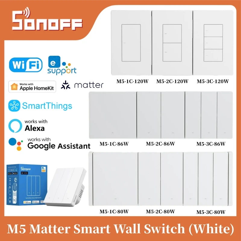 SONOFF M5 Matter Smart Wall Switch Two-way eWeLink-Remote Switchman Voice Control Works with Alexa Google Apple Home Smartthings