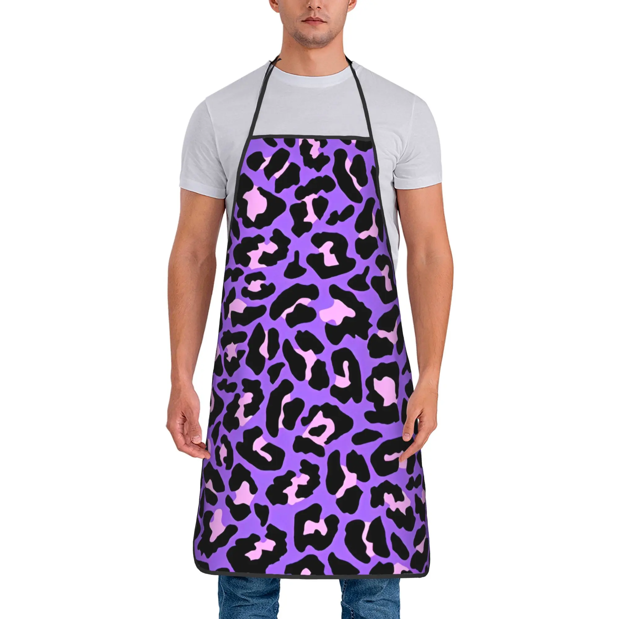 Rainbow Leopard Apron  Cooking Cute Kitchen Accessories Manicure Restraunt Aprons without Pocket