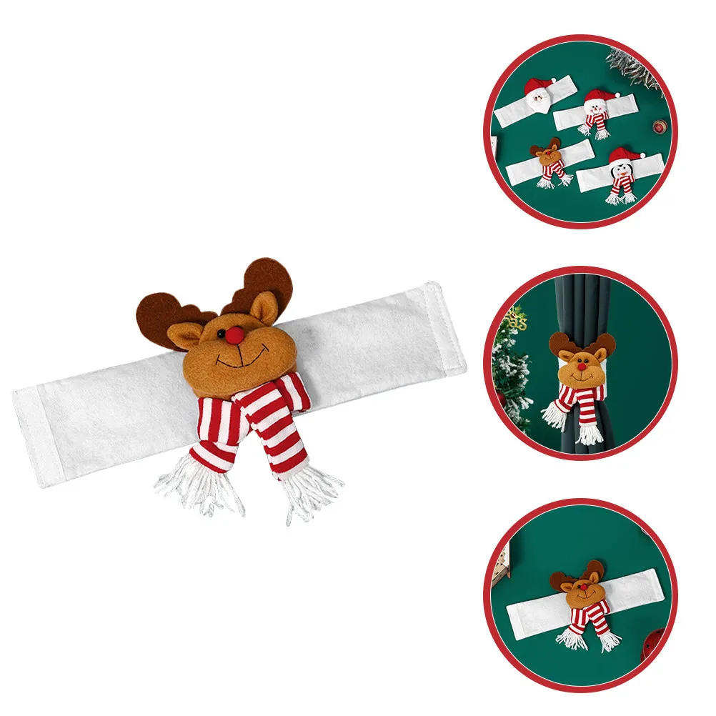 Cartoon Christmas Curtain Strap Reindeer Tieback Decorative Window Holdbacks for Bedroom Living Room Home Office Hotel