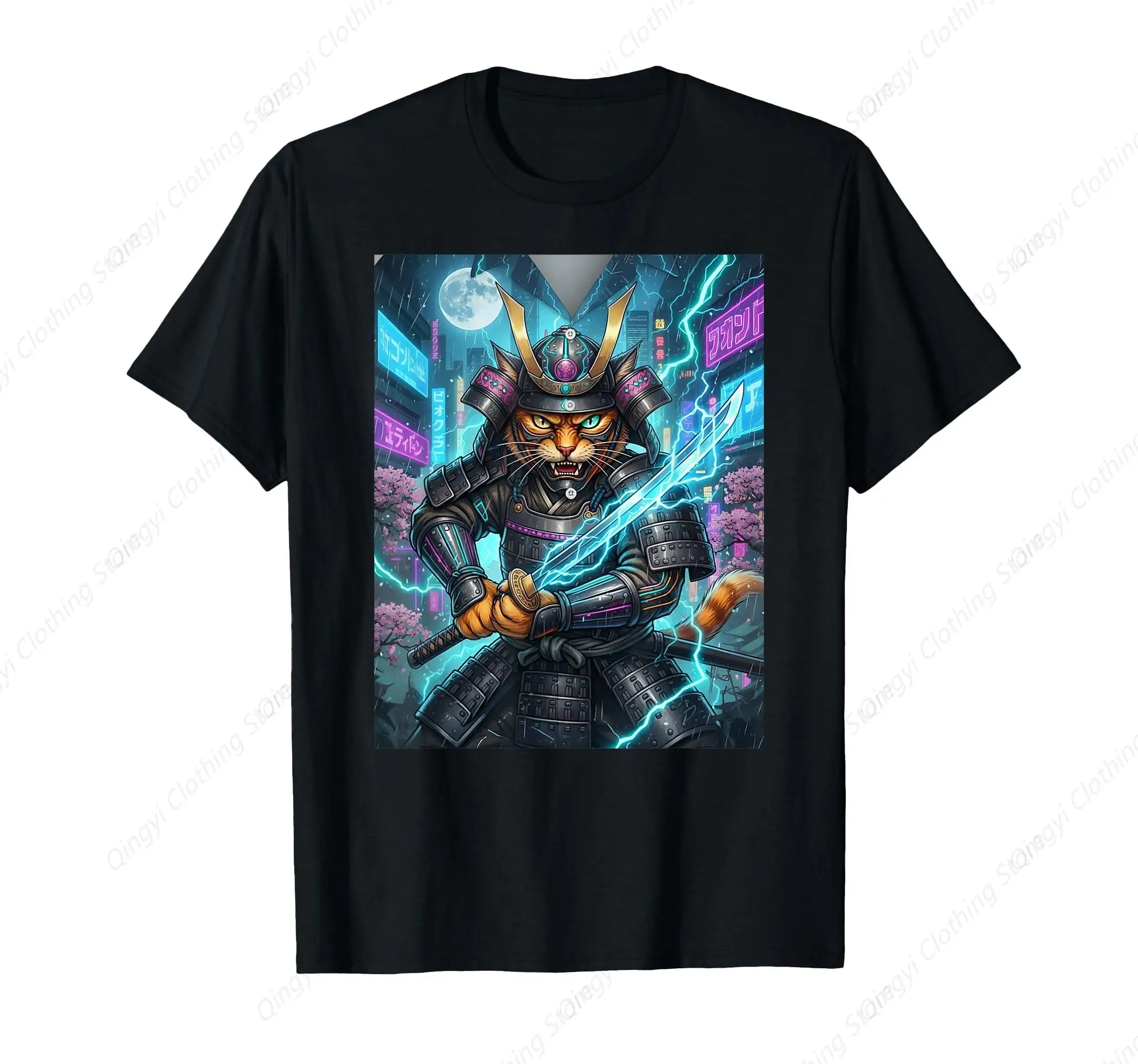 

Samurai Cat Warrior Cyber-Cat Fighter T-Shirt