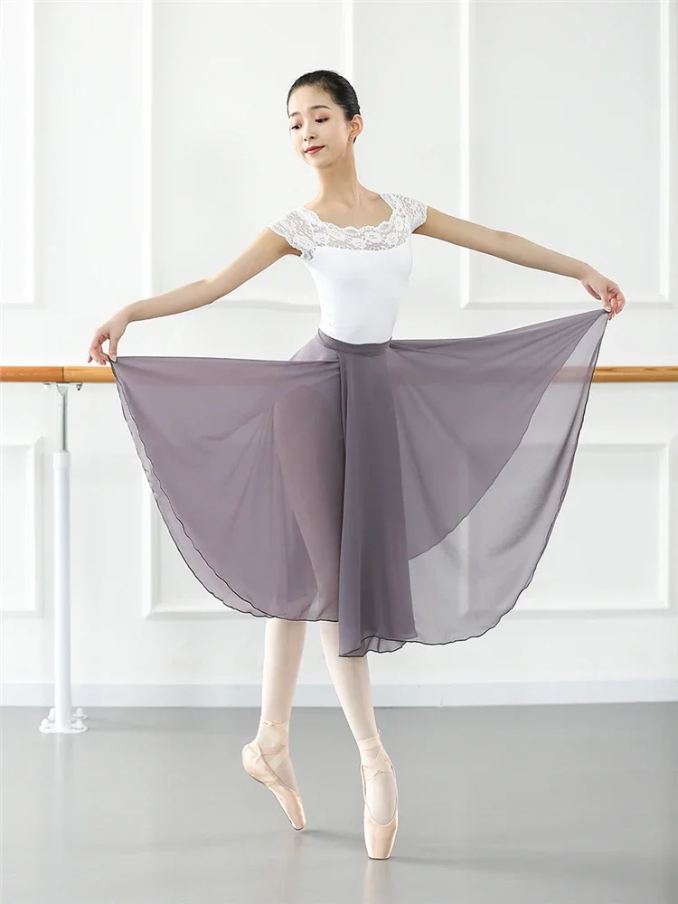 Women Ballet Tulle Skirt Gymnastics Leotard Practice Dresses Teachers Wraps Dance Ballerina Chiffon Yoga Skirts