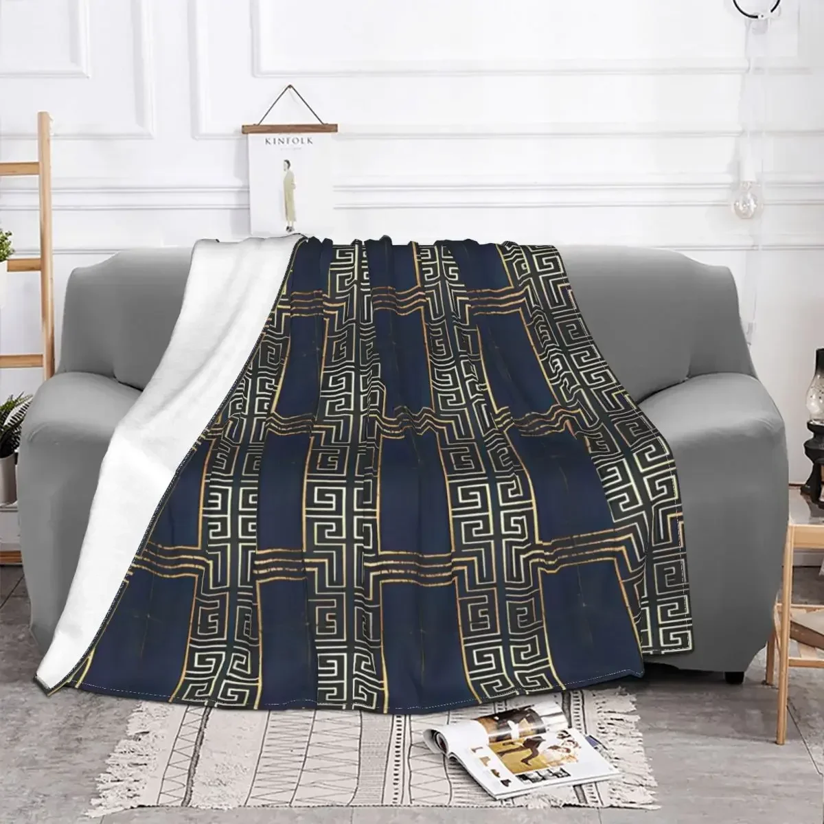 

Luxury Plaid Greek Baby Blanket Fleece Decoration Multifunction Warm Throw Blankets for Sofa Car Quilt Key