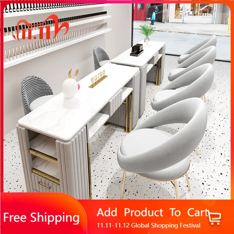 

Modern Organizer Nail Table Design Luxury Aesthetic Easy Clean High Quality Manicure Table Professionals Nageltisch Furniture