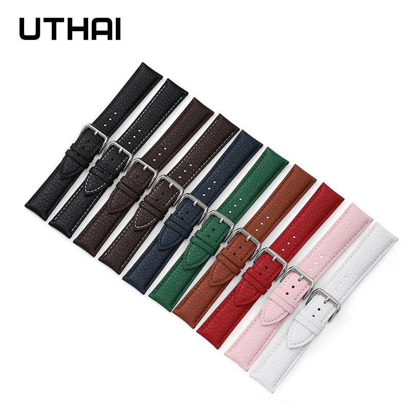 UTHAI Z113 Watch Band Genuine Leather Straps 12-24mm Watch Accessories High Quality Watchbands multicolor watch strap