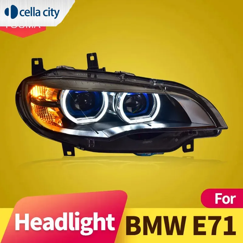 Headlight Assembly for BMW X6 E71 2008-2013  LED Headlight Projector AngelEye DRL Signal Automotive Accessories