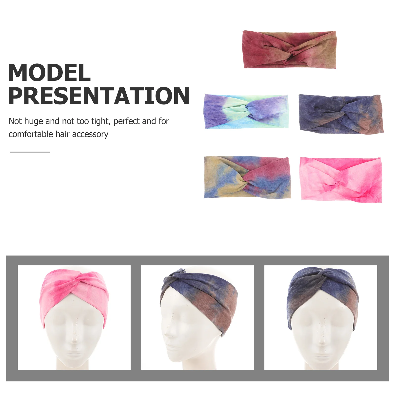 

5Pcs Sports Headband for Women Colorful Stretchy Knotted Hair Band Criss Cross Elastic Fitness Headwrap Breathable Running