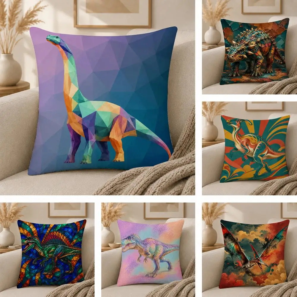 Dinosaur Wall Art Gift Cushion Cover  Plush Fabric Soft Double Sided Print Sofa Cushion Cover Throw Pillow Covers