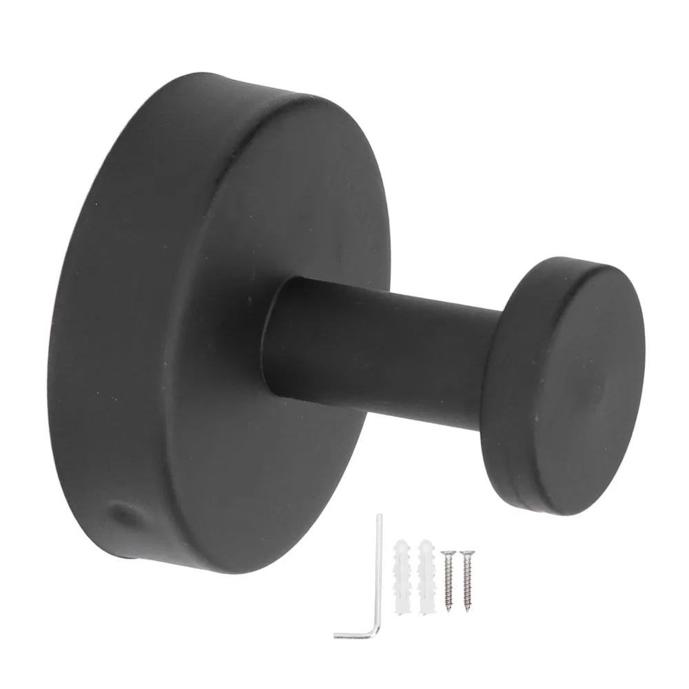 Practical 304 Stainless Steel Coat Hook Durable Black Towel Hook Easy Installation Multipurpose Towel Hanger Wall Mounted