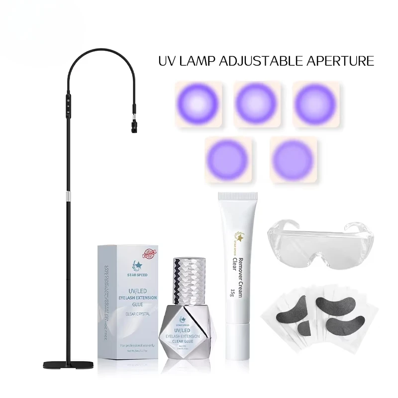 New UV LED Eyelash System Kit UV Eyelash Glue with LED Lash Lamp and Tools Fast Drying Strong Hold Eyelash Kits