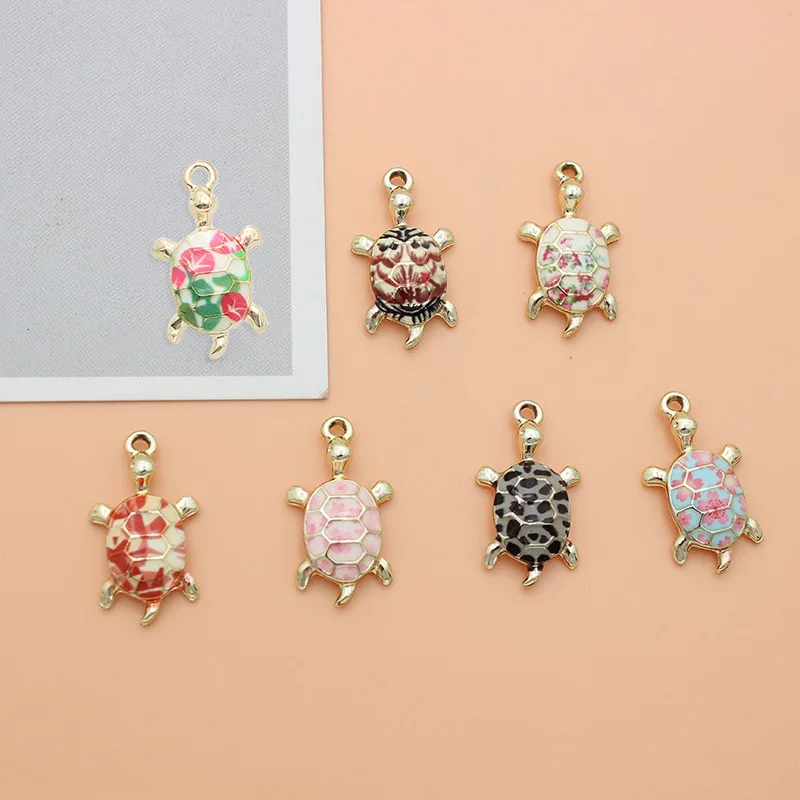 10Pcs 14*24mm Printed Turtle Charms Alloy Pendant For Jewelry Making Diy Bracelet Necklace Earring Handmade Accessories Supplies