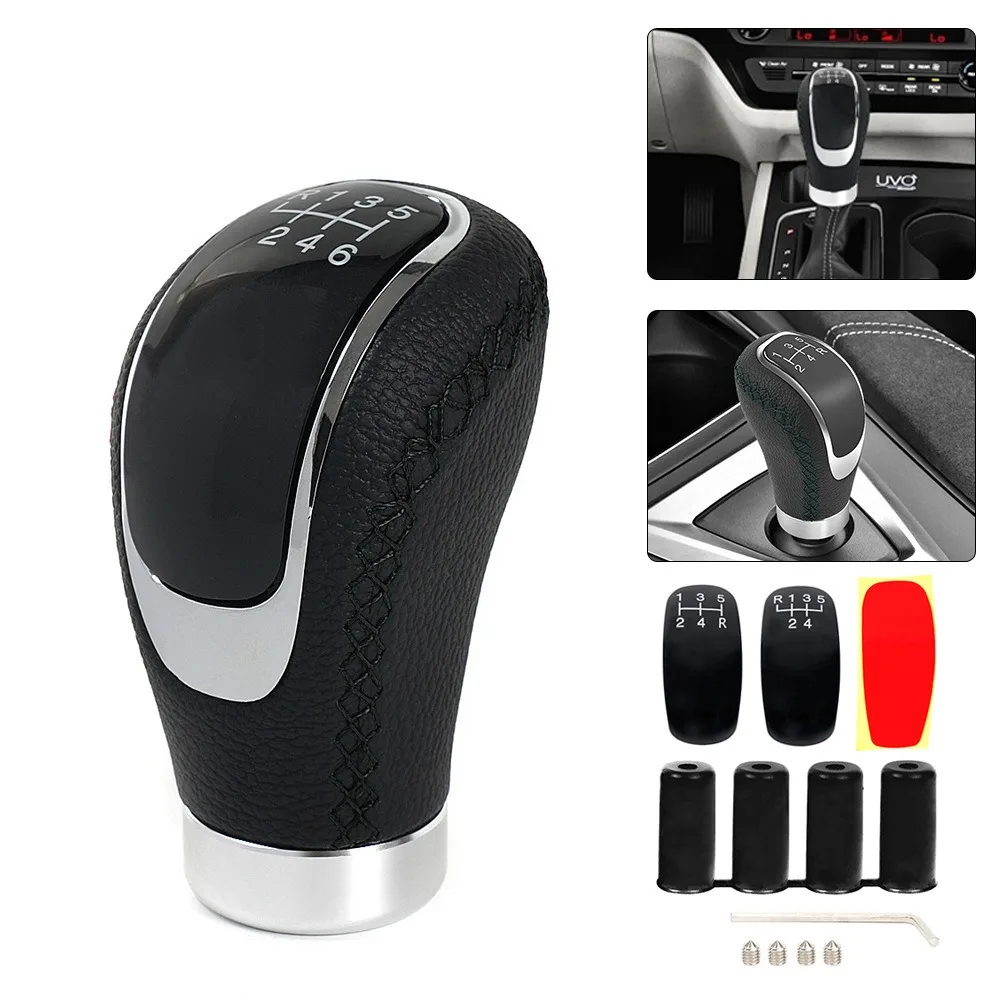 Universal 5/6 Speed Gear Shift Knob Shifter Lever Handle Modified Stick Leather Auto Accessories For All Manual Car Modles