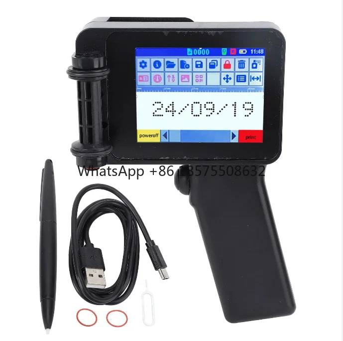 Handheld Inkjet Printer Gun Small Portable with HD LED 4.3in Touch Screen N6 Without Cartridge 12.7mm for QR Code Barcode