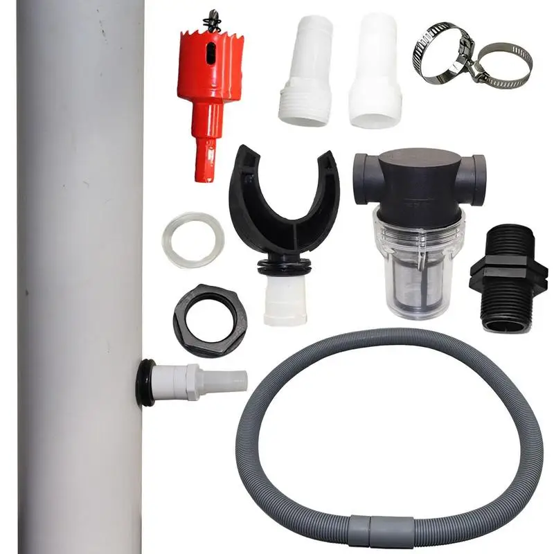 

Durable 110mm Round PVC Downspout Rainwater Collector With Rubber Hose Connection For Rainwater Harvesting Rain Diverter