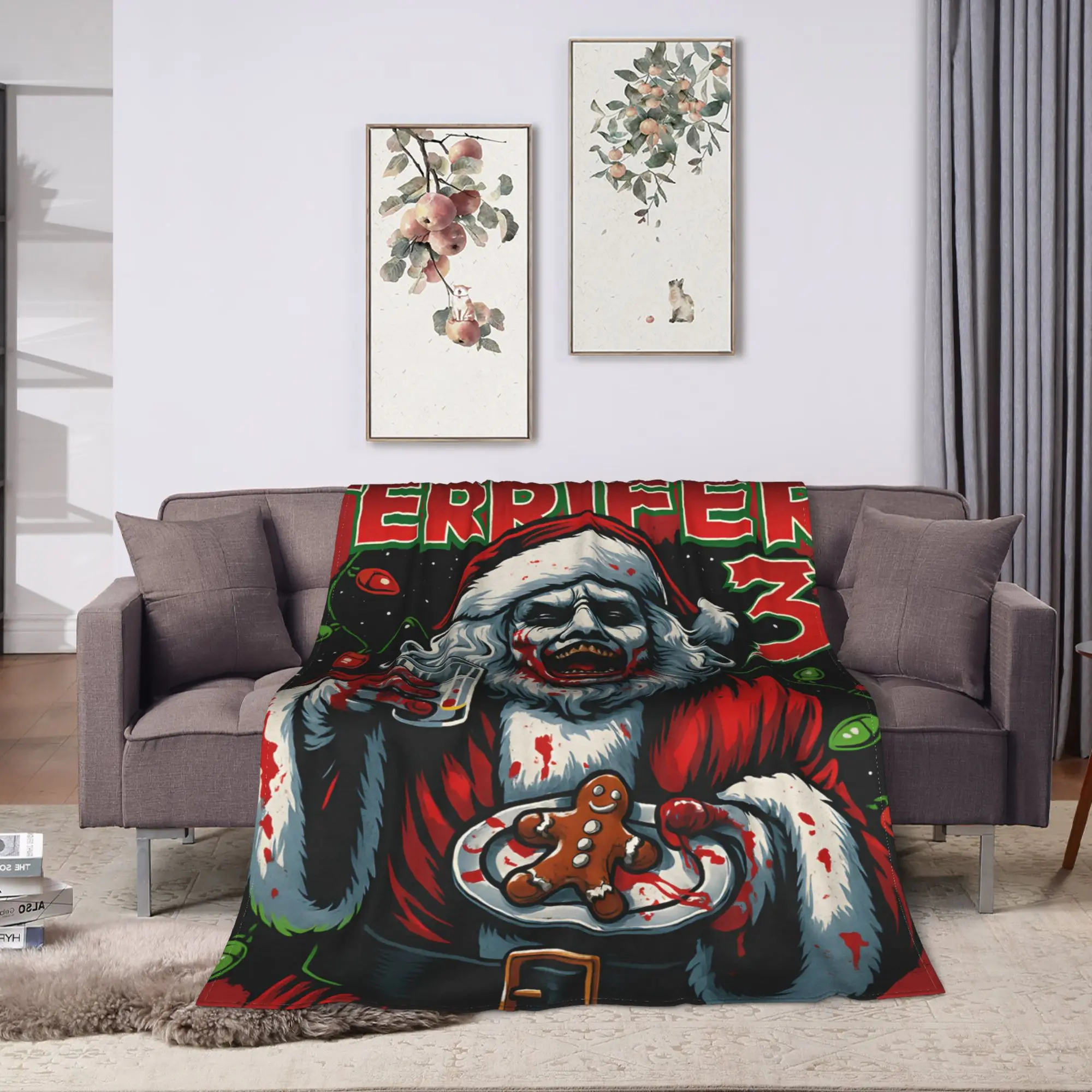 Art Crispies Terrifier Clown Blankets  Warm Novelty Plush Throw Blanket For Kids Living Room Flannel Bedspread Bed Cover