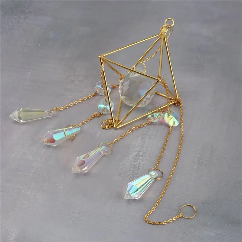AB11 2X Crystal Sun Catcher Rainbow Prism, Boho Sun & for Moon Window Decor, Imitation Crystal Pendant, 35cm Long, for Home,