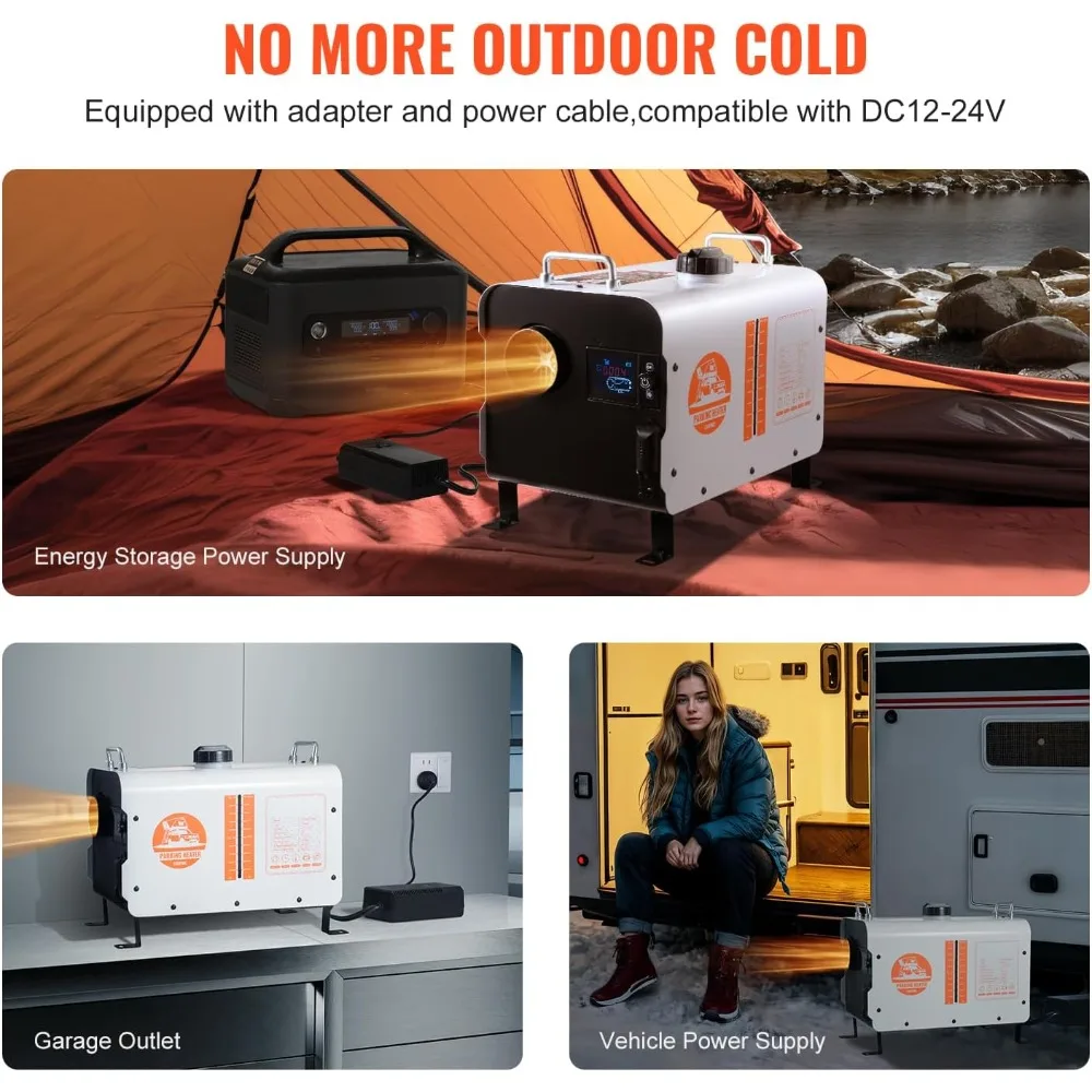 سخان ديزل Happybuy 8KW، سخان هواء ديزل عالمي 12 فولت/24 فولت، يتميز بتحكم تطبيق بلوتوث، وجهاز تحكم عن بعد وشاشة عرض