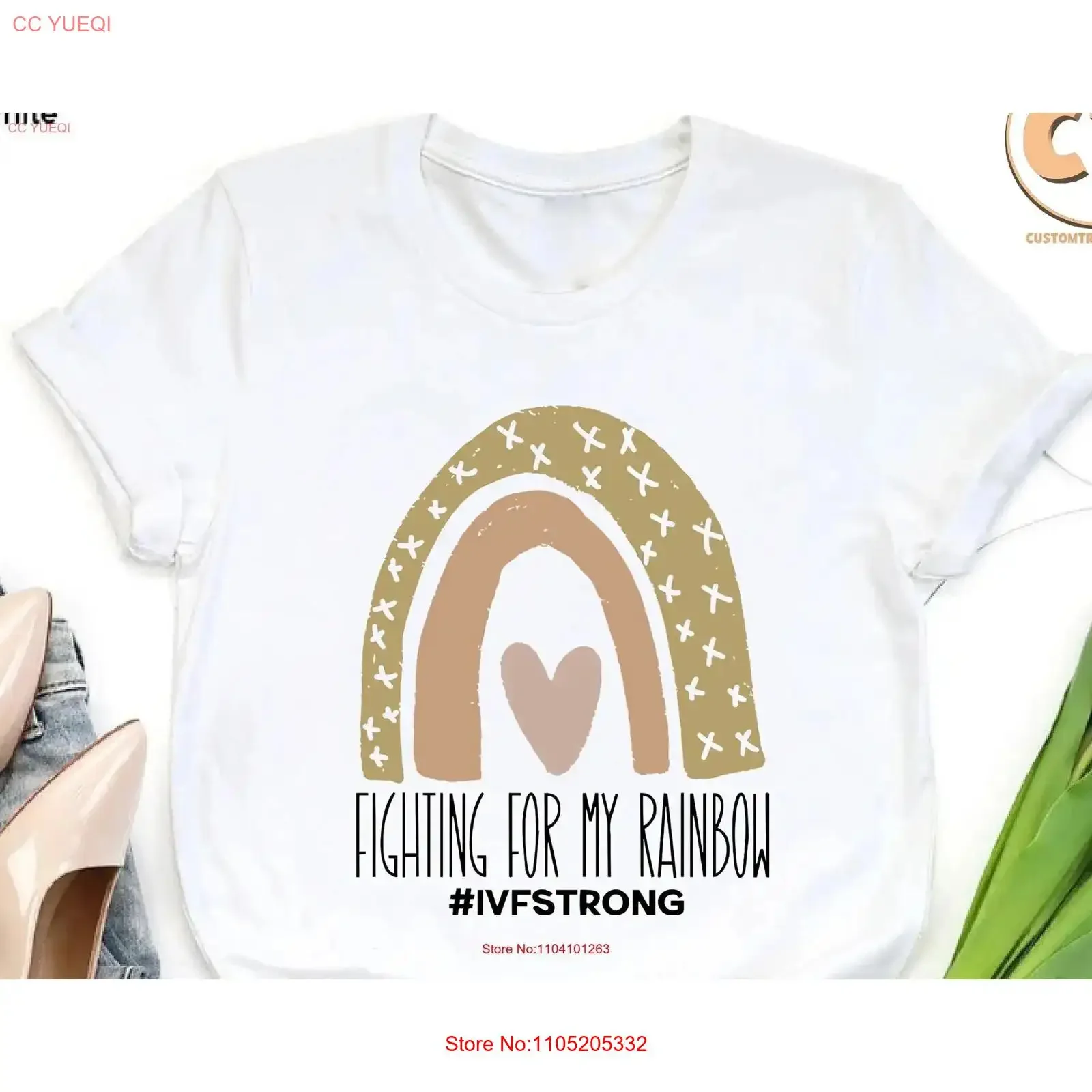 IVF Rainbow T Shirt Fighting For My Strong Fertility Support Miracle Baby Pregnancy AnnouncemenT Maternity vintage Washed