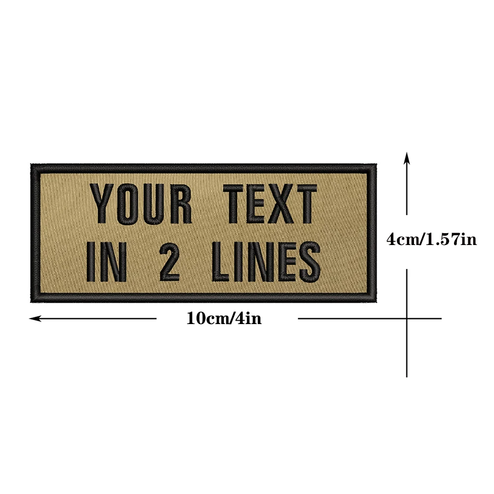 10X4cm Khaki Background Embroidery Custom Name Text Patch Stripes Badge Iron On Or Sew On Or s Patches
