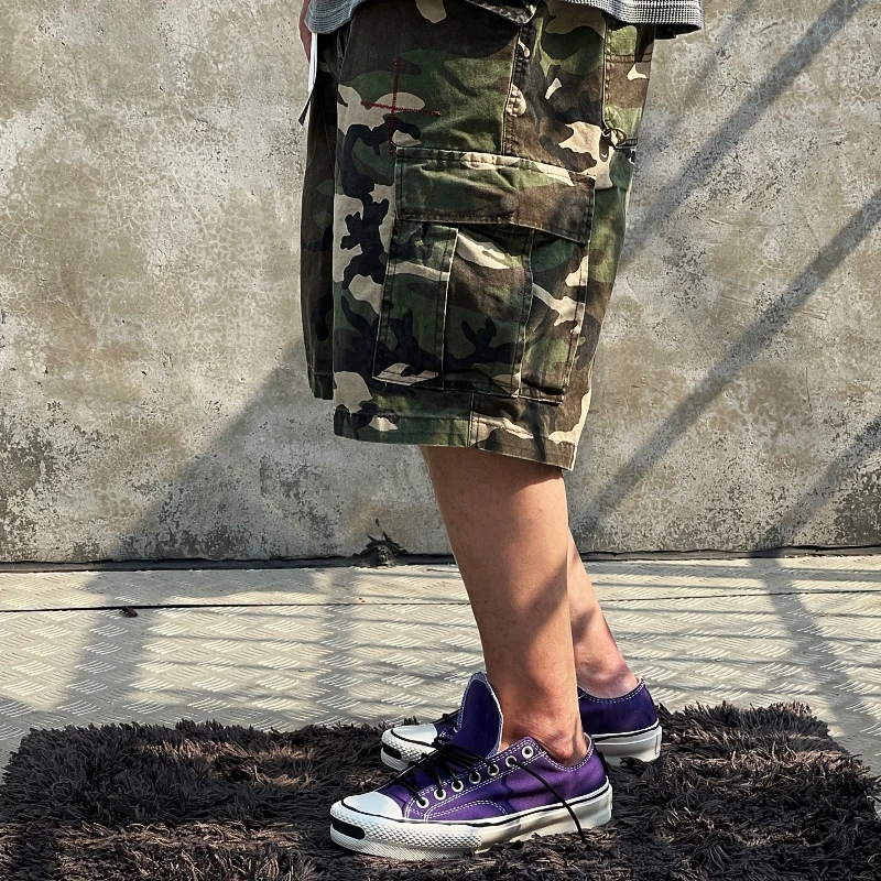Summer Korean Style Camouflage Cargo Shorts Men Tactical Multi Pocket Loose Fit Casual High Quality Outdoor Military Short Pants