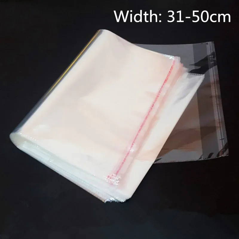 

100pcs Width 31-50cm Width Large Clear OPP Adhesive Bags Transparent Poly Resealable Packaging Bag Self Plastic Gift Pouches