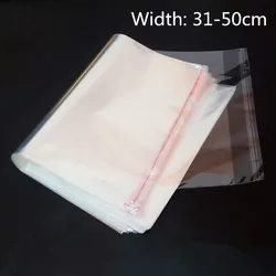 100pcs Width 31-50cm Width Large Clear OPP Adhesive Bags Transparent Poly Resealable Packaging Bag Self Plastic Gift Pouches