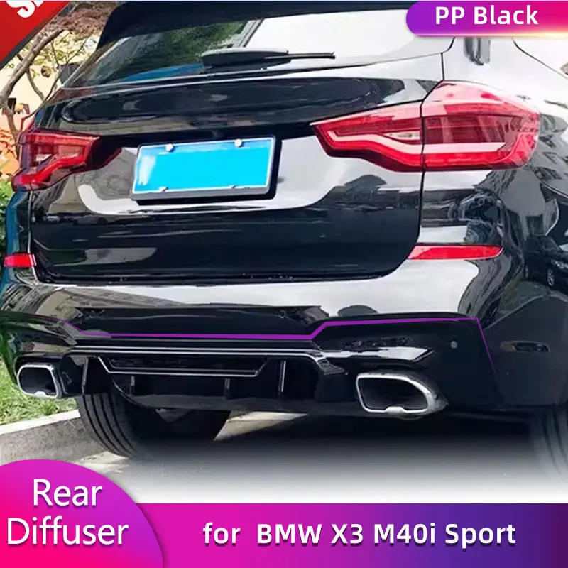 

PP Gloss Black Rear Bumper Diffuser Lip Spoiler for BMW X3 M40i Sport Utility 4-Door 2018 2019 Car Racing Rear Apron Lip BodyKit