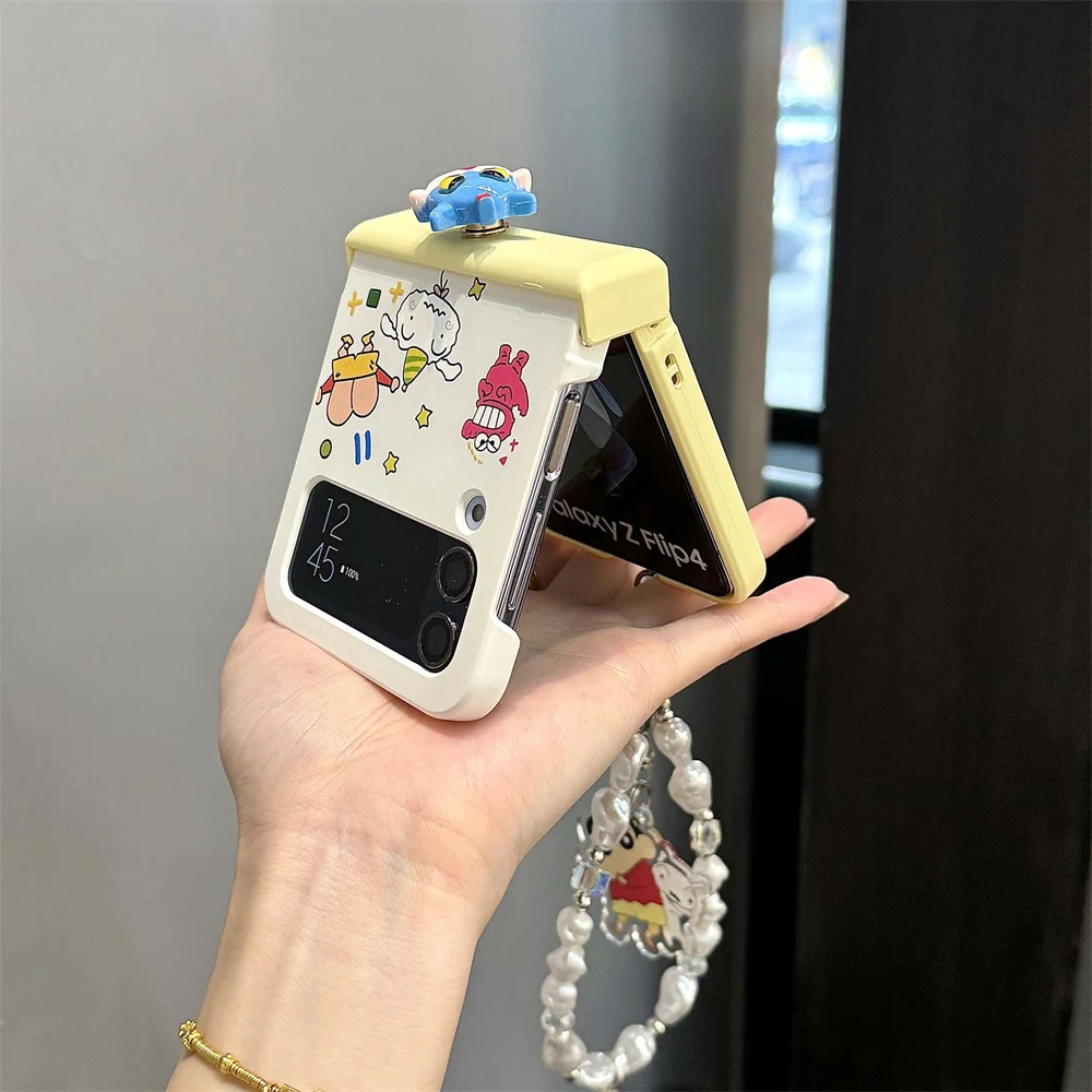 Zabawne etui na telefon z motywem Shin Chan dla Samsung Galaxy Z Flip 7 Flip 6 7 FE Flip 5 Flip 8, koreański modny pokrowiec ochronny w stylu INS. — zdjęcie produktu 4
