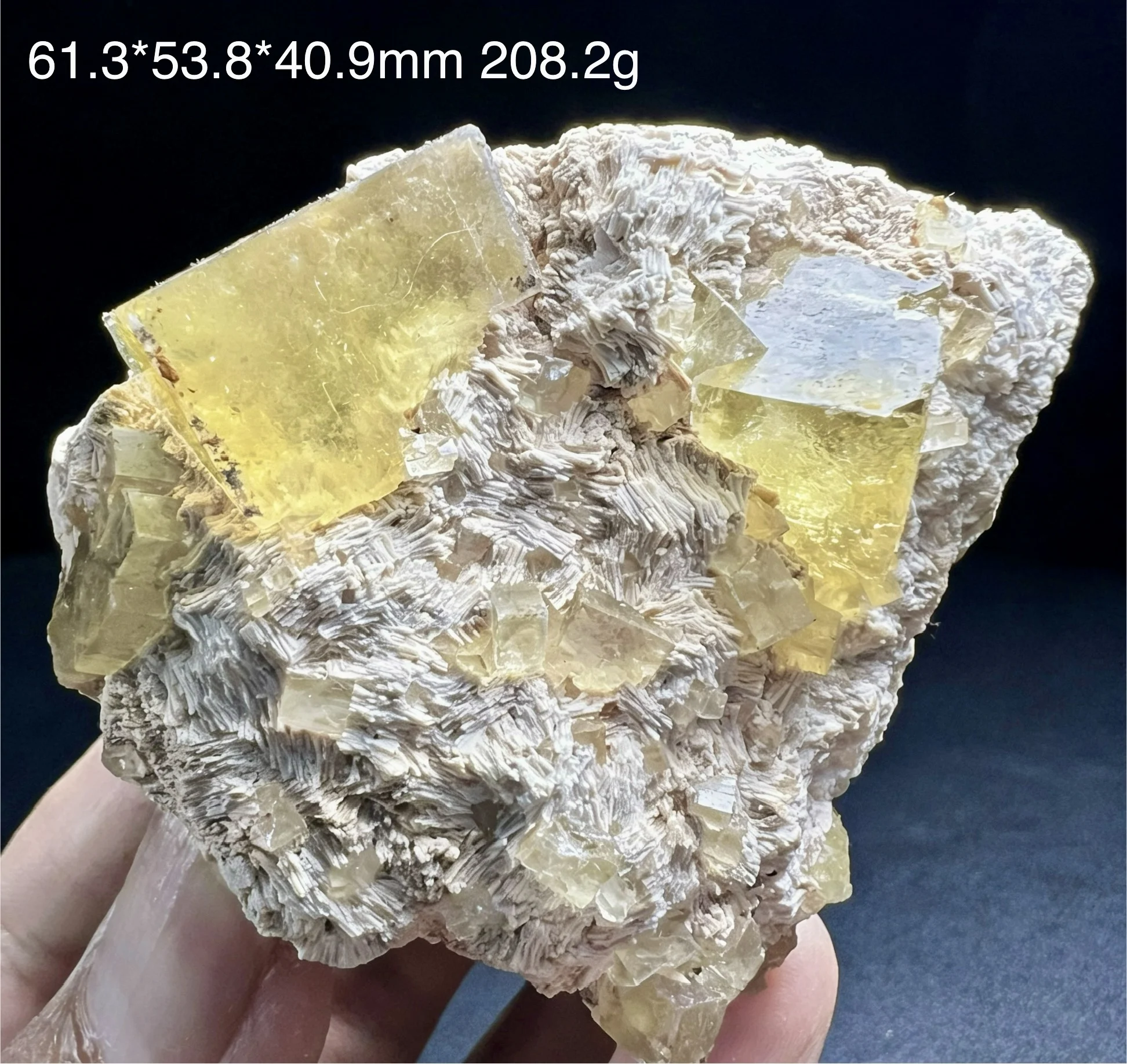 Natural rare Beijing yellow fluorite mineral raw stone crystal specimen for appreciation, collection and display.