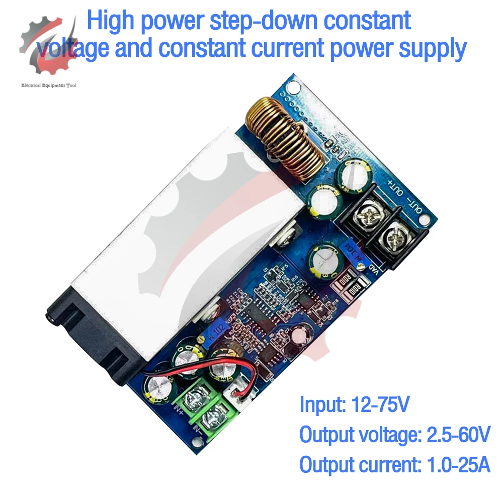 고출력 DC-DC 25A 조절식 승압 강하 동글 전원 모듈 12V-75V ~ 2.5V-60V 600W 비격리 승압 모듈