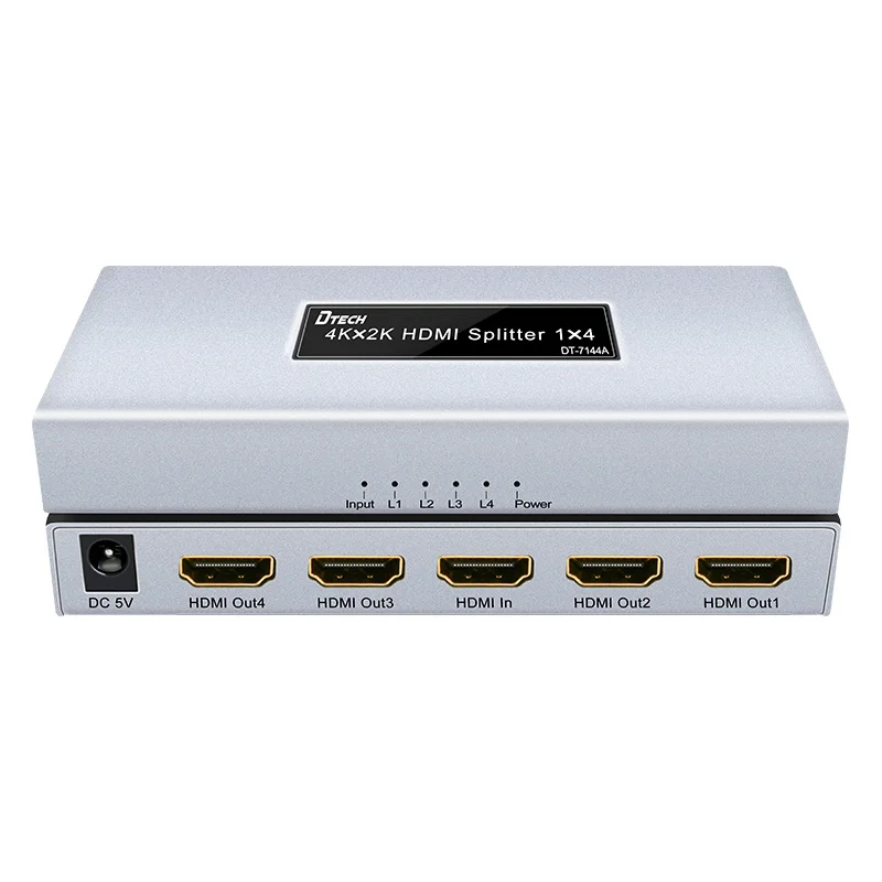 HDMI Splitter Optic 1x4 4 Port 4k/2k@30hz/3D/1920*1080 Metal case Silver hdmi Splitter for Multimedia