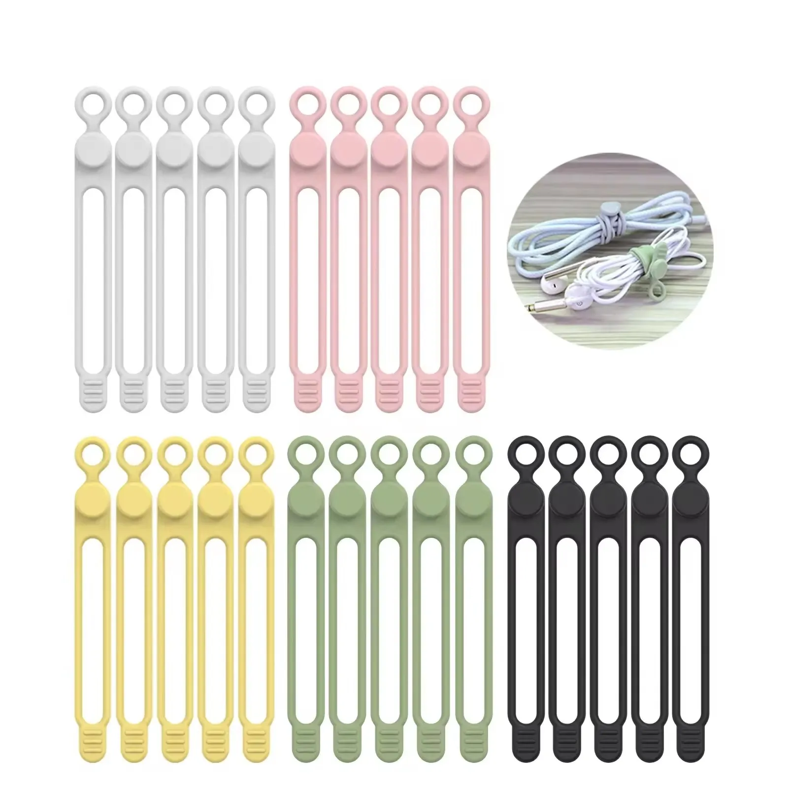 Silicone Cable Tie, Cable Organizer, Cable Straps, Reusable Cord Tie, Travel Cable Organizer, Cute Elastic Tie, Wire Tie