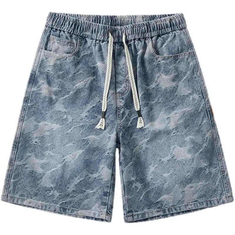 

Summer Thin Camouflage Denim Shorts Men's 2025 New Loose Straight American Trendy Brand Casual Five-point Half Pants Men's